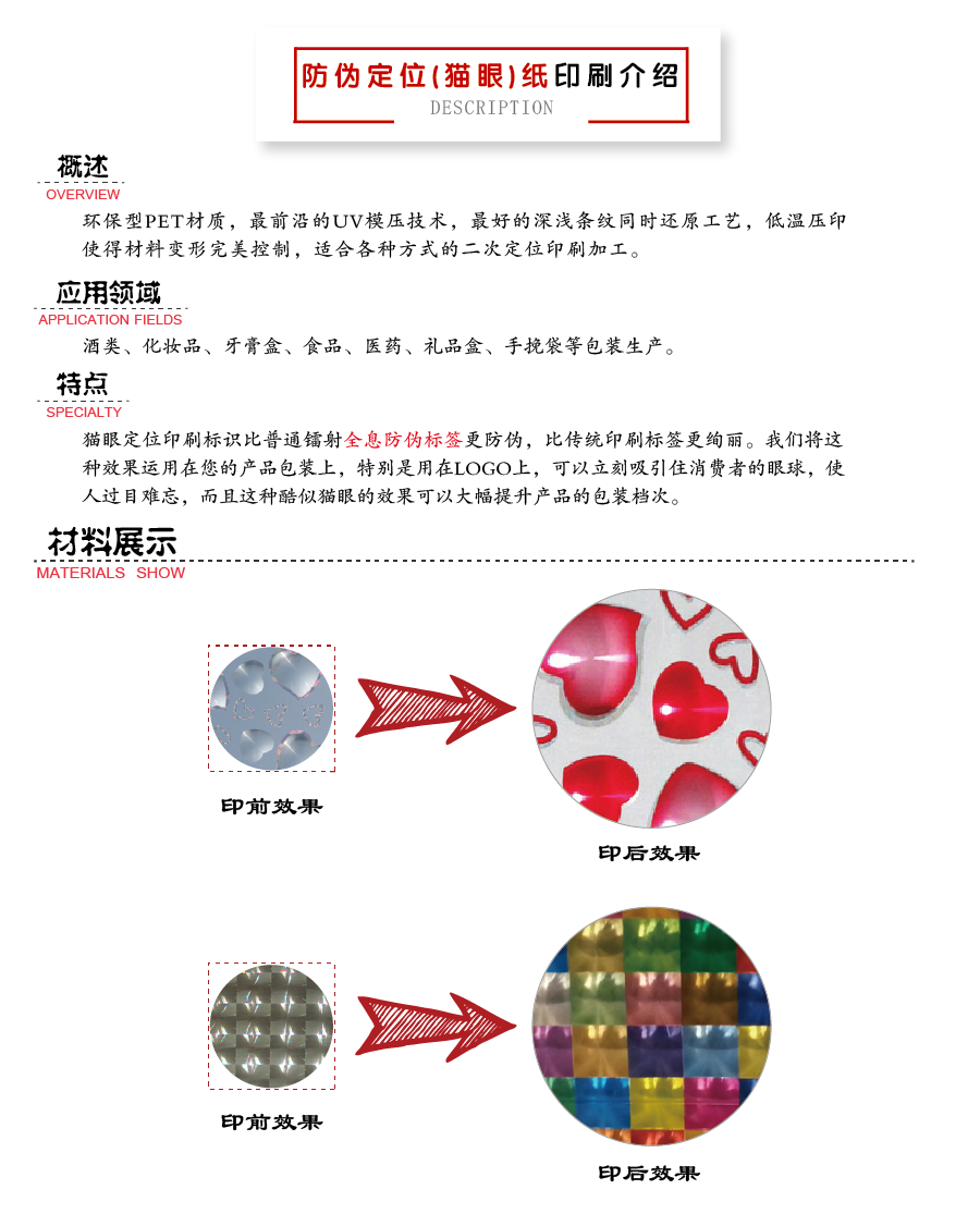 防伪（猫眼）定位印刷